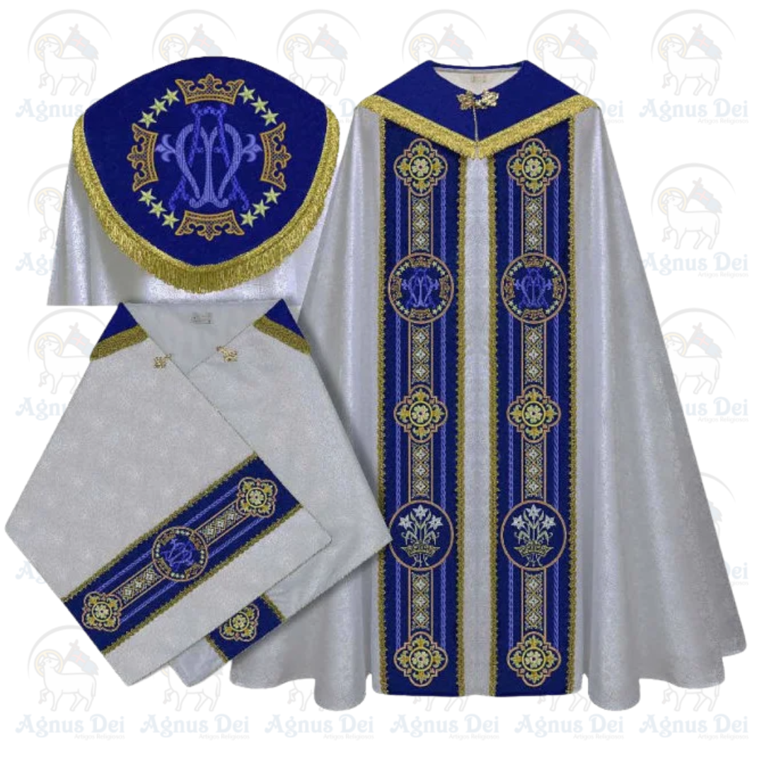 Conjunto de Bênção Mariano com Veludo e Pedraria Swarovski CE 609 1008