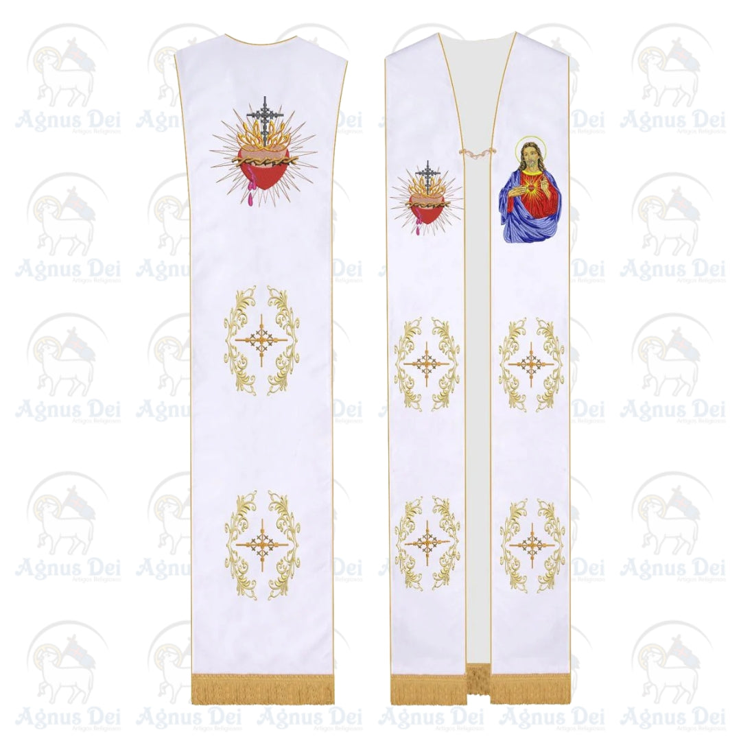 Estola Sacerdotal Sagrado Coração de Jesus 3 Pontas CE 310