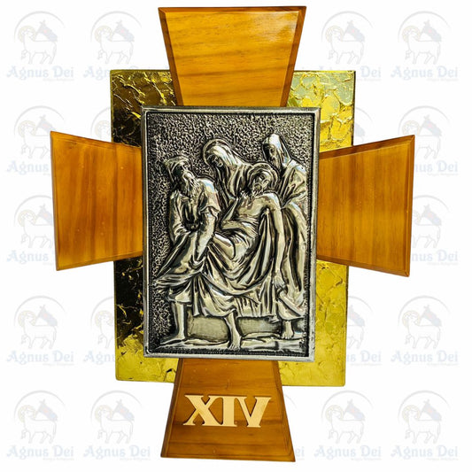 Quadro Via Sacra 15 Estações Dourado com Prata FM