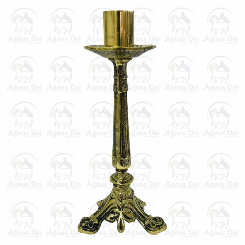 Castiçal de Mesa Flor de Liz 30cm PB