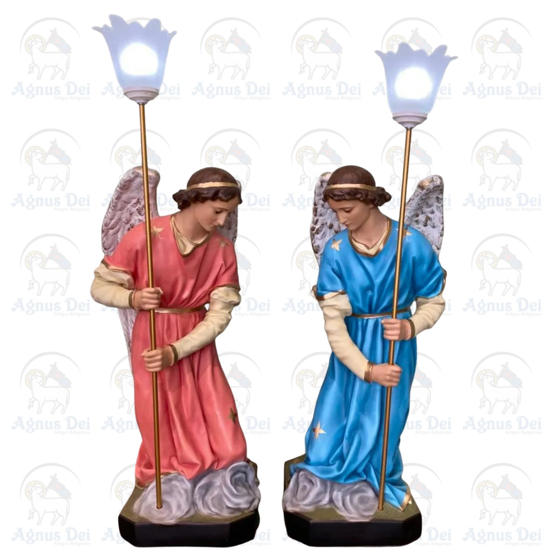 Conjunto Anjo Adorador com Candelabro 78 cm