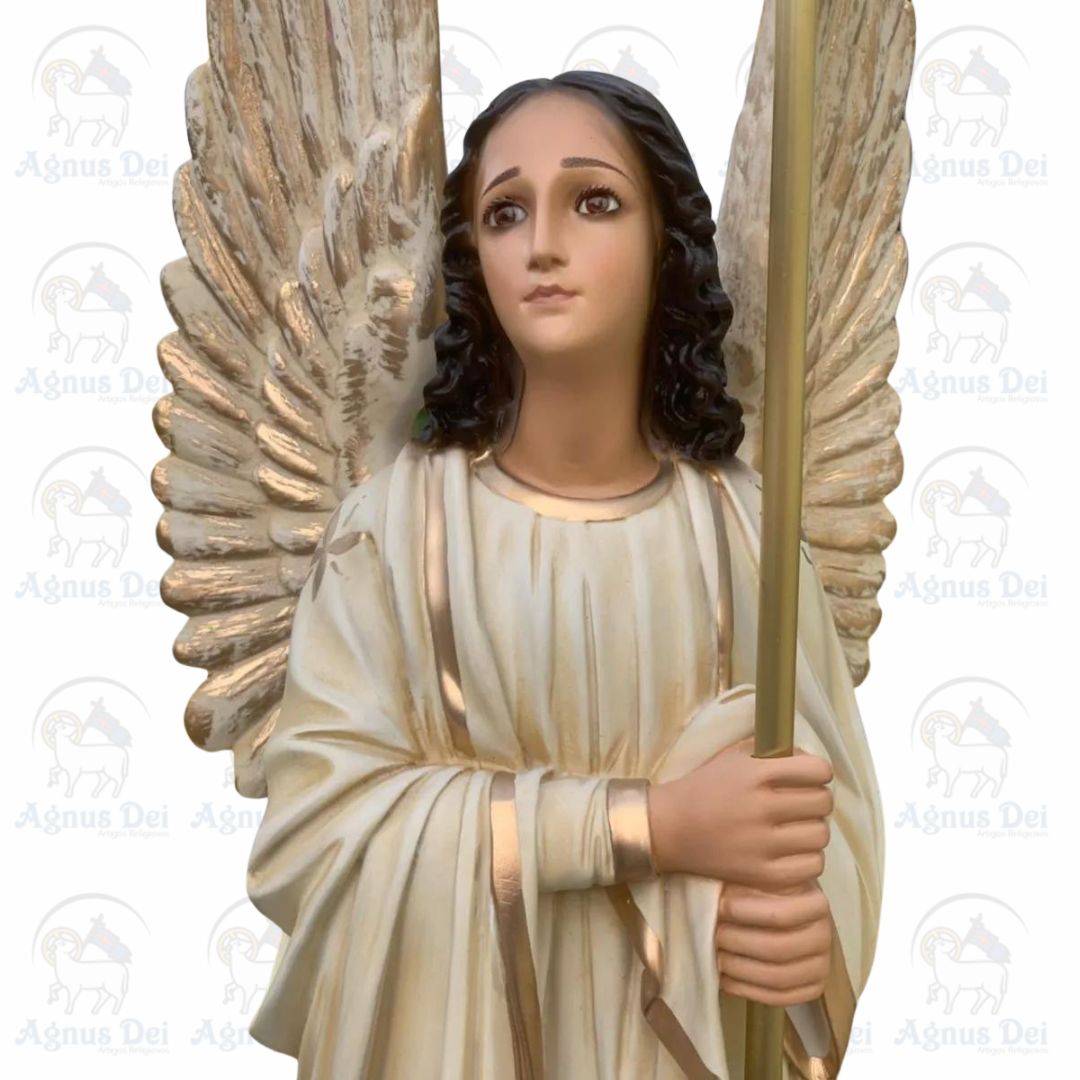 Conjunto Anjos Tocheiros 82cm Resina Dourado Marfim