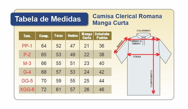 Camisa Clerical Manga Curta CE